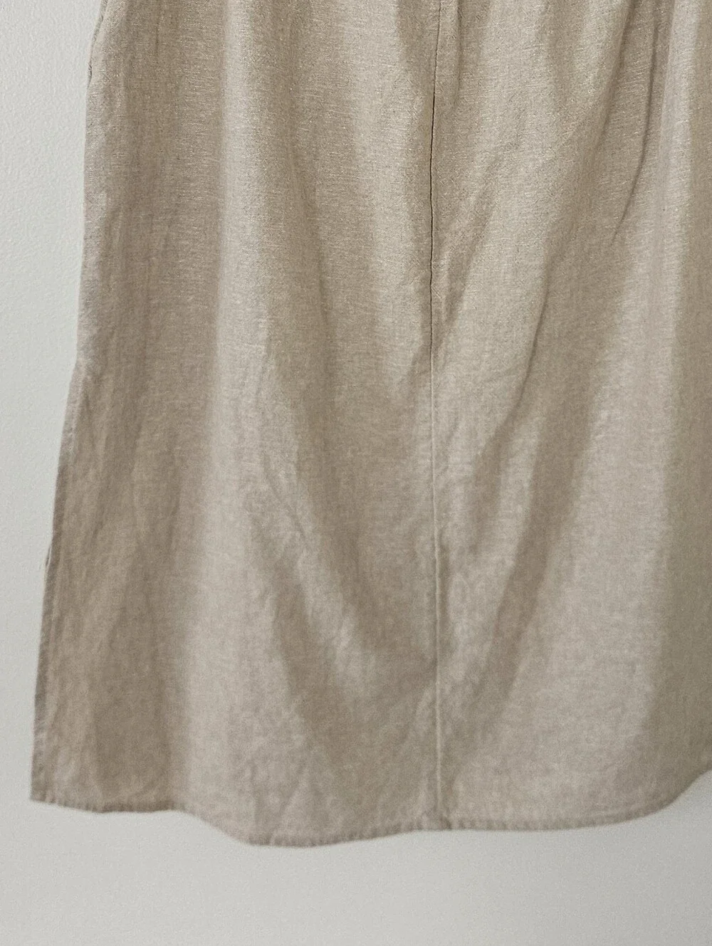 Old Navy Womens Skirt L Midi Linen Blend Coastal Beige Neutral Summer Minimalist